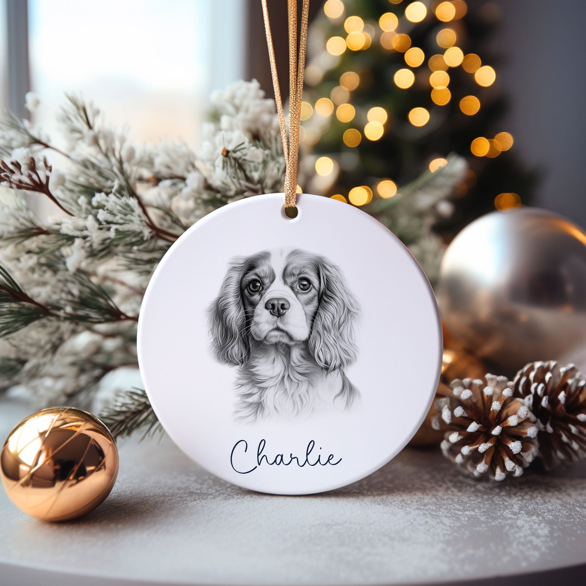 Bassett Hound Dog Bauble, Personalised Pet Dog Christmas Tree Decoration, Gift For Dog Family