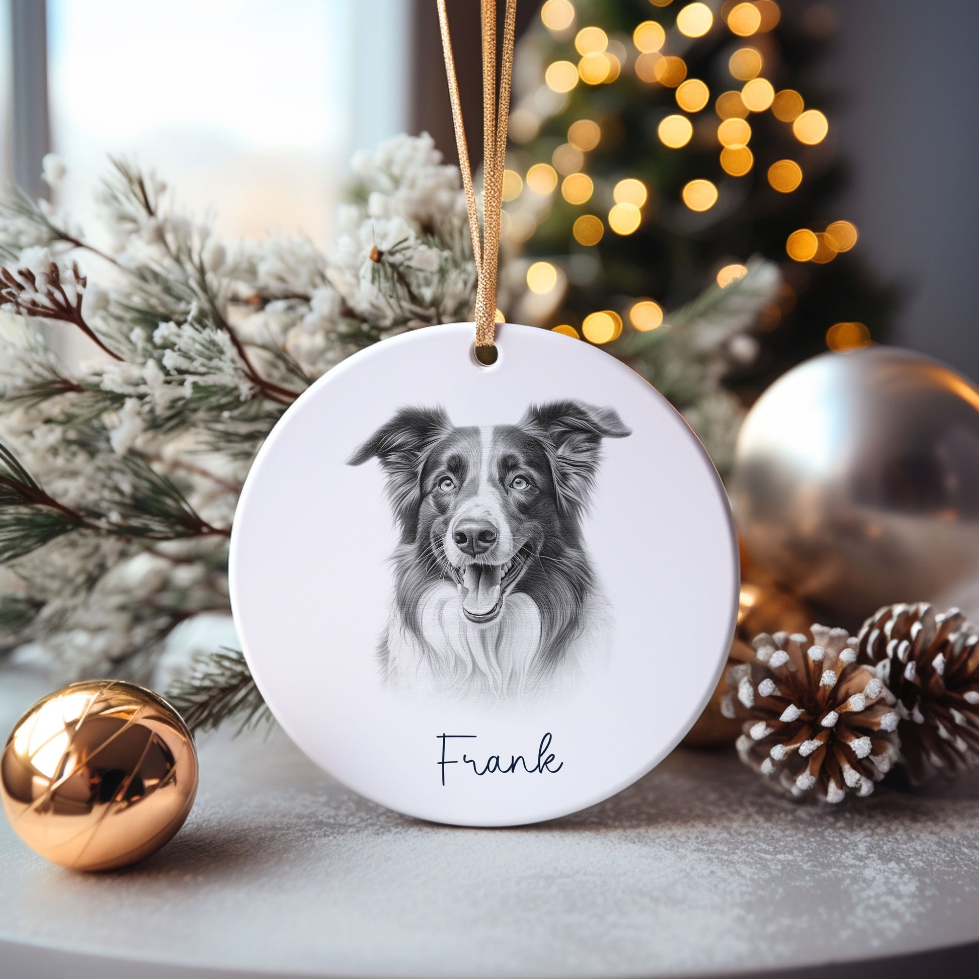 Bassett Hound Dog Bauble, Personalised Pet Dog Christmas Tree Decoration, Gift For Dog Family