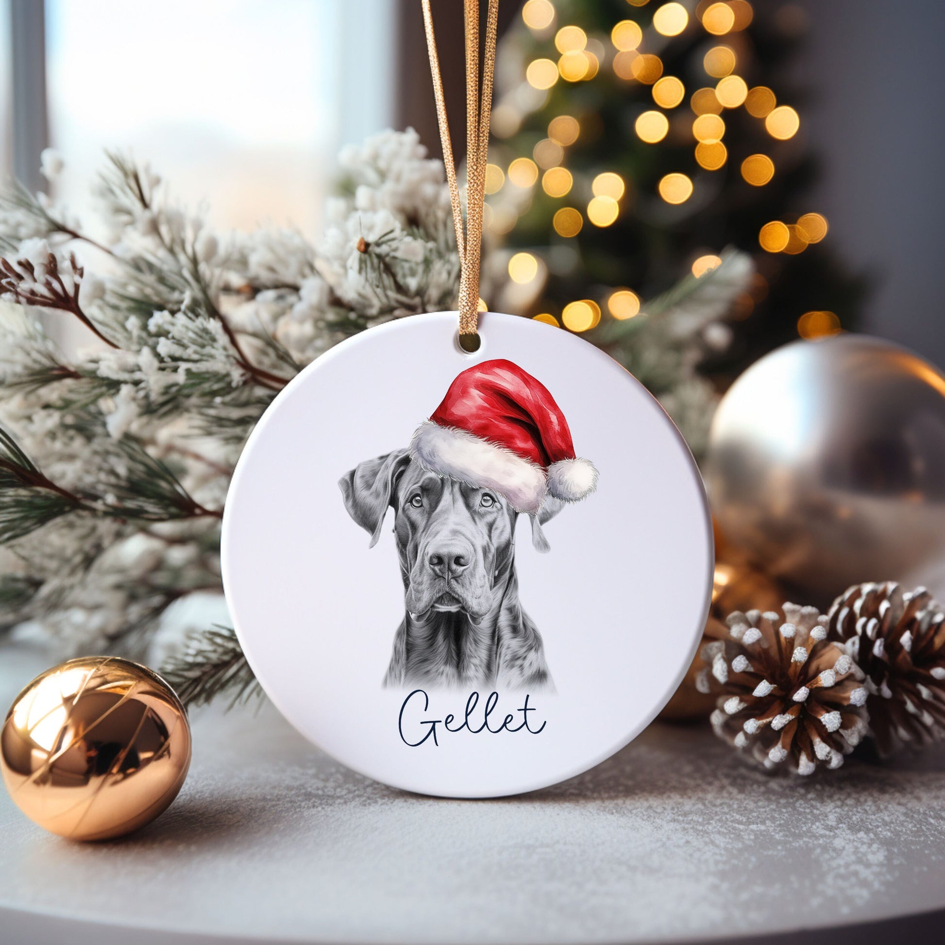 Border Terrier Dog Bauble, Personalised Pet Dog Christmas Tree Decoration, Gift For Dog Family