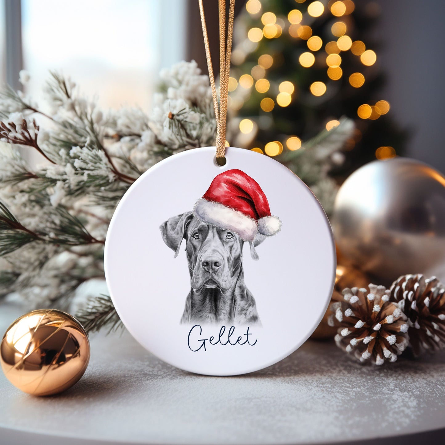 Bassett Hound Christmas Dog Bauble, Personalised Pet Dog Christmas Tree Decoration, Gift For Dog Family