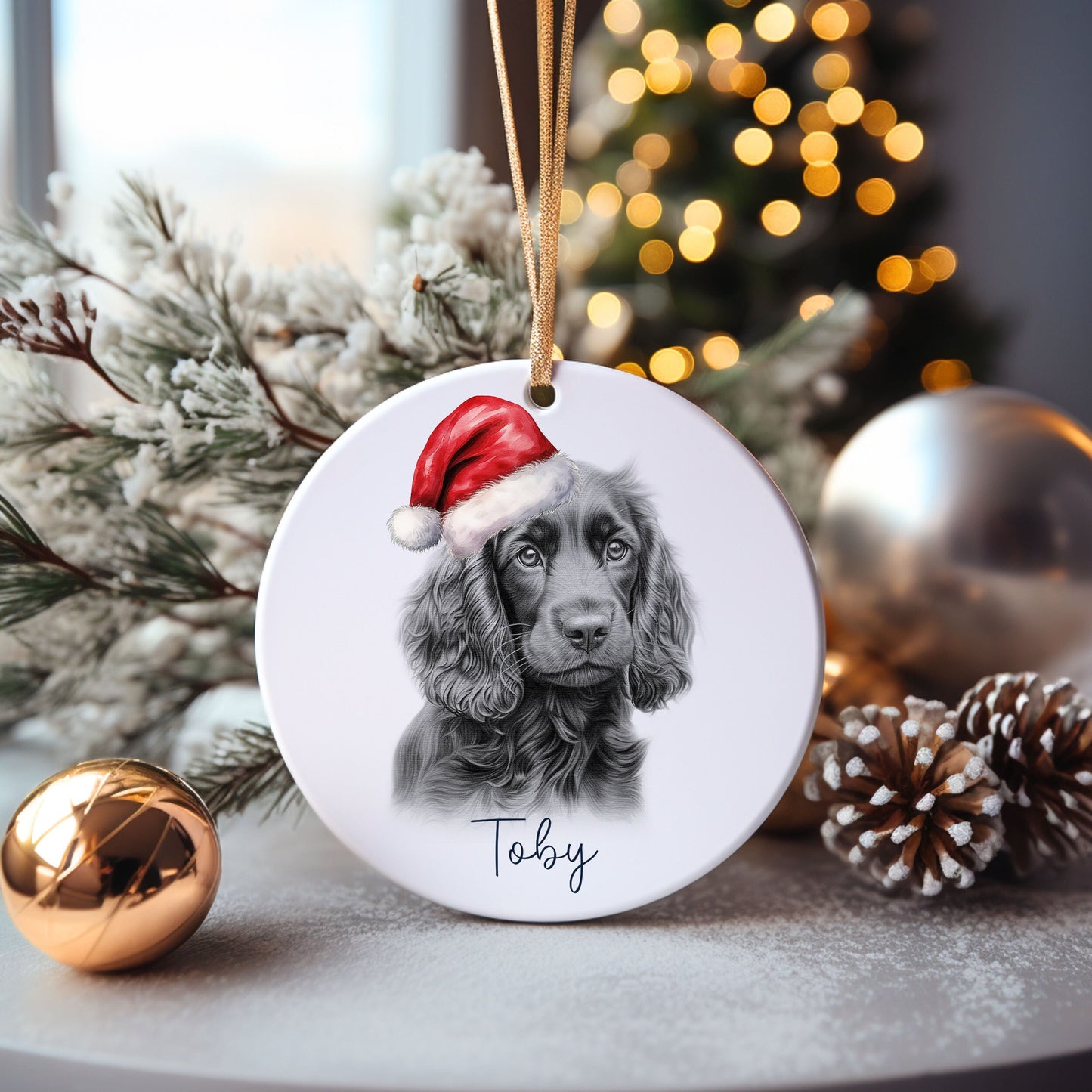 Border Terrier Dog Bauble, Personalised Pet Dog Christmas Tree Decoration, Gift For Dog Family