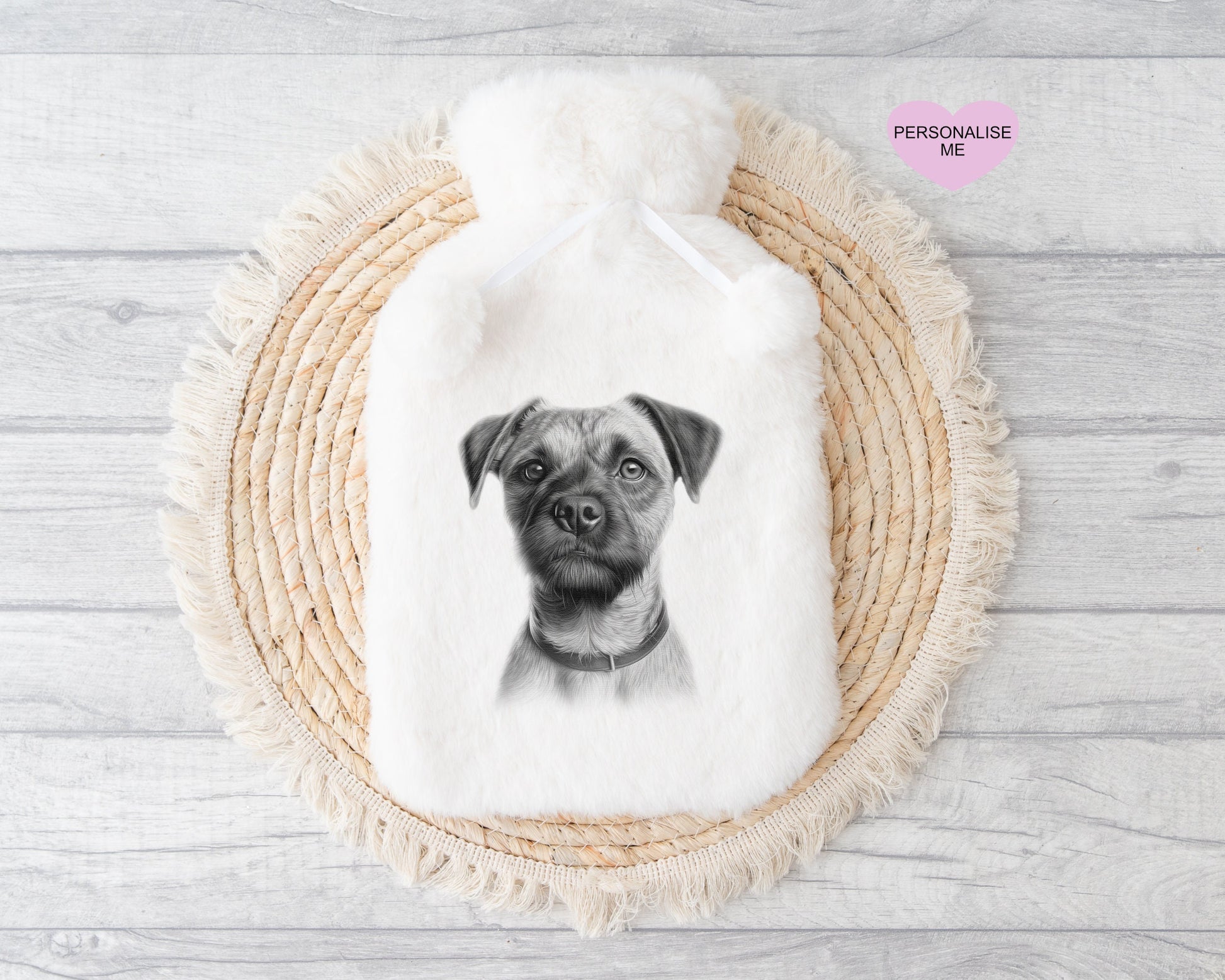 Border Terrier Gift, Personalised Hot Water Bottle, Dog Xmas Gift, Xmas Gift For Dog Lover