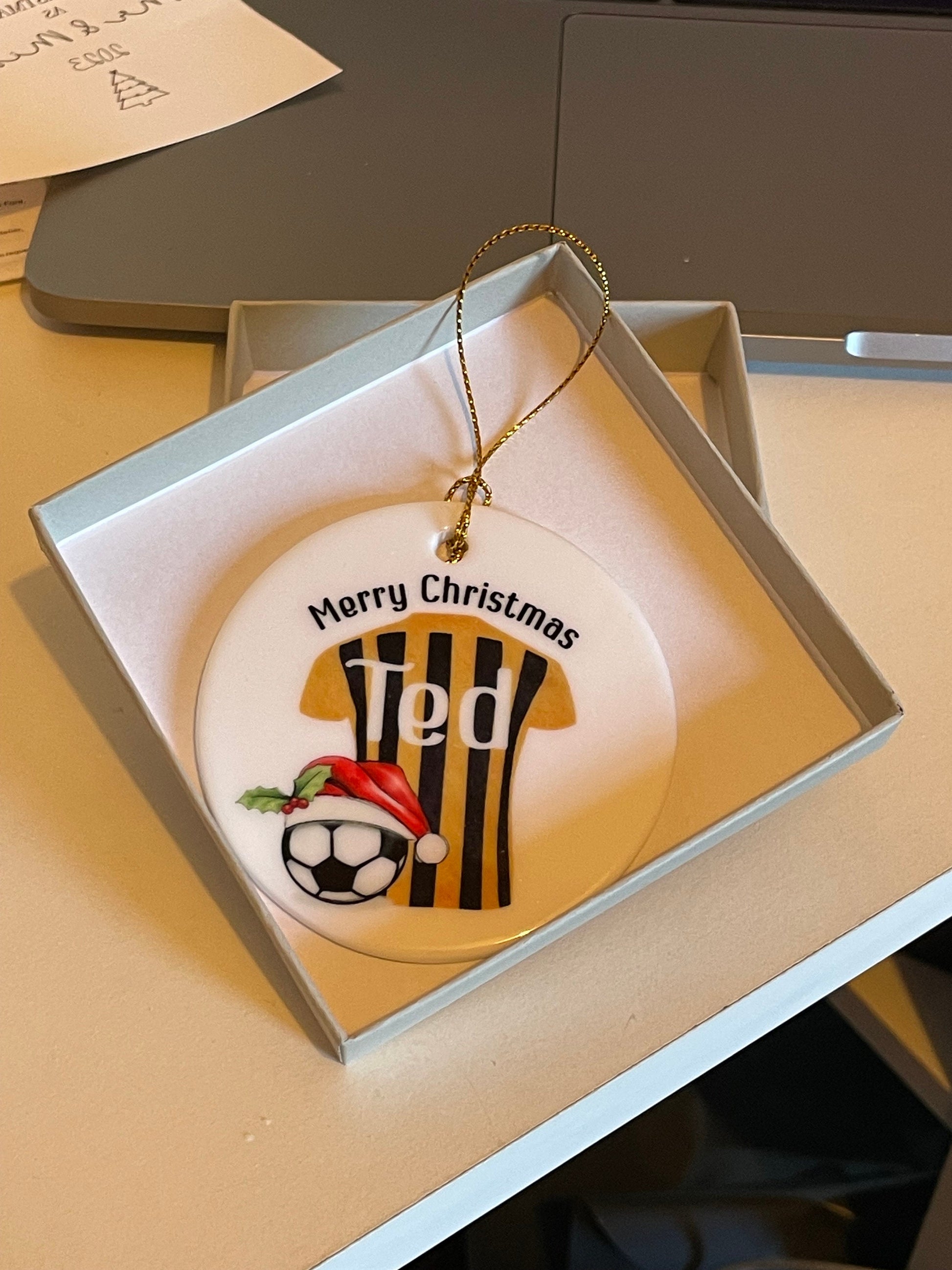 Football Bauble, Personalised Football Christmas Bauble For Kids, Football Shirt Christmas Tree Decoration