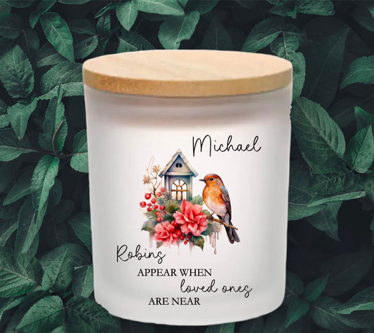Lost Loved One Gift, Robins Appear When Loved Ones Are Near, Memory Candle Jar Gift, Xmas Memorial Gift