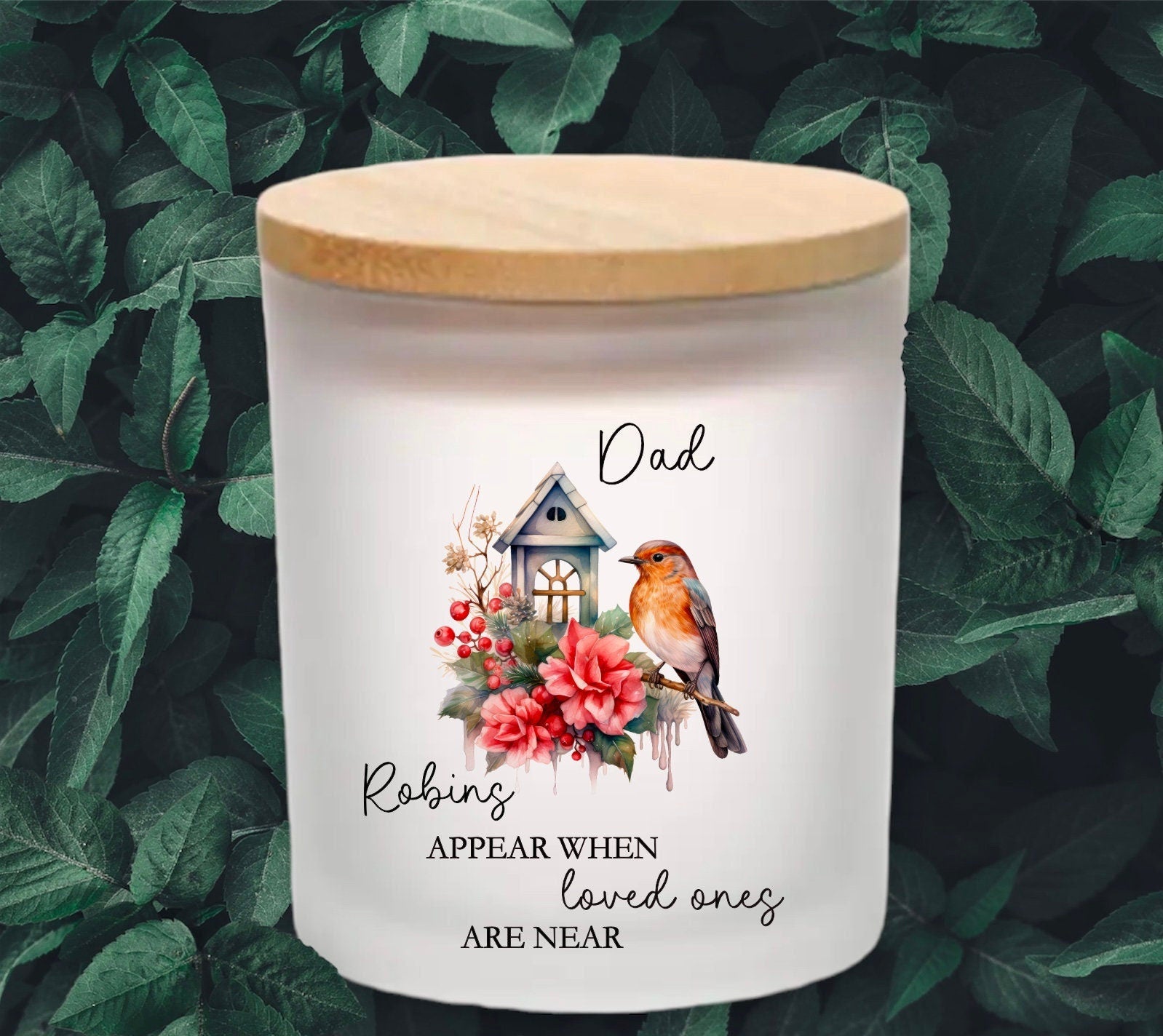 Lost Loved One Gift, Robins Appear When Loved Ones Are Near, Memory Candle Jar Gift, Xmas Memorial Gift