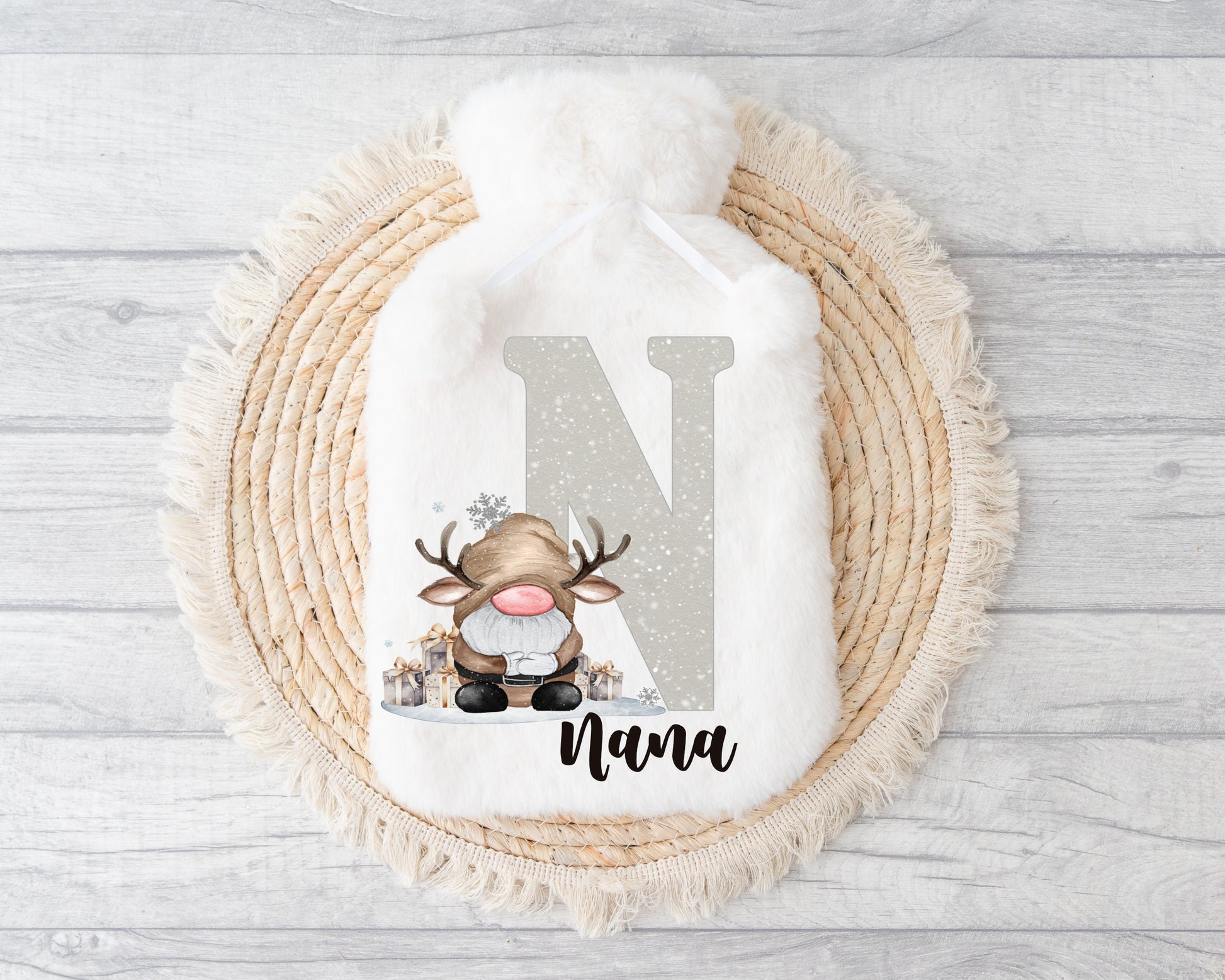 Hot Water Bottle, Nannie Gift, Personalised Hot Water Bottle, Christmas Gift For Grandma, Christmas Gift For Friend, Gonk Gift