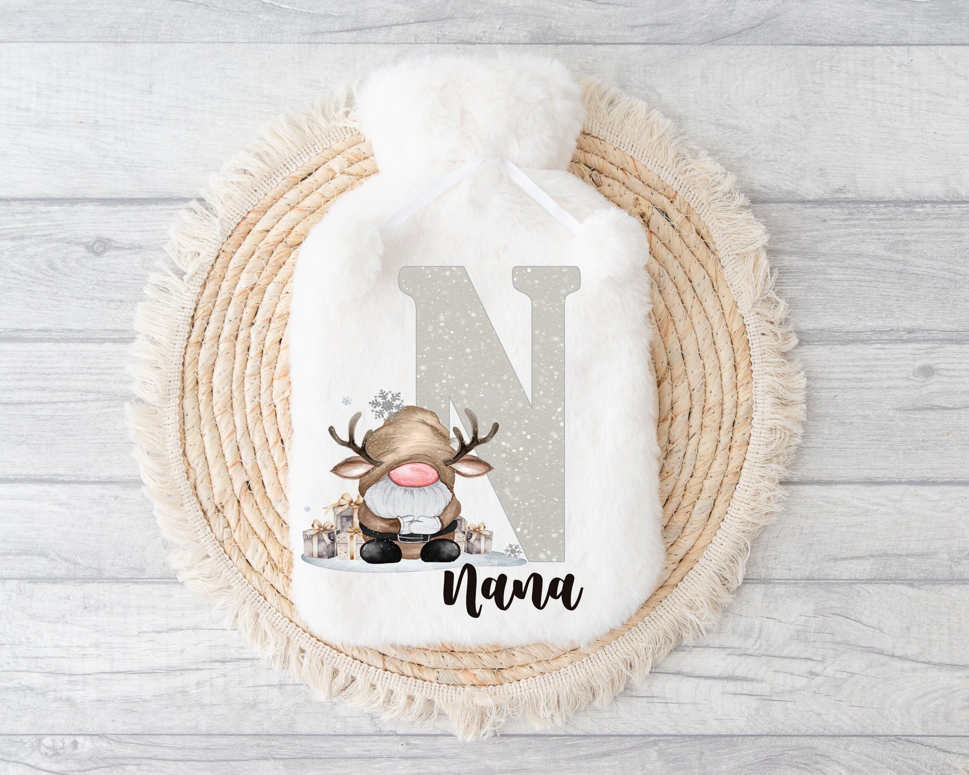 Hot Water Bottle, Nannie Gift, Personalised Hot Water Bottle, Christmas Gift For Grandma, Christmas Gift For Friend, Gonk Gift