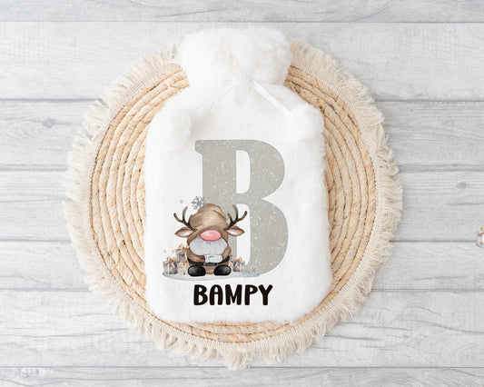 Hot Water Bottle, Gift For Bampy, Personalised Hot Water Bottle, Christmas Gift For Grampy, Christmas Gift For Friend, Gonk Gift