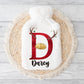 Personalised Hot Water Bottle, Christmas Gift For Friend, Christmas Gift For Him, Reindeer Initial,Hot Water Bottle, Gift For Her,