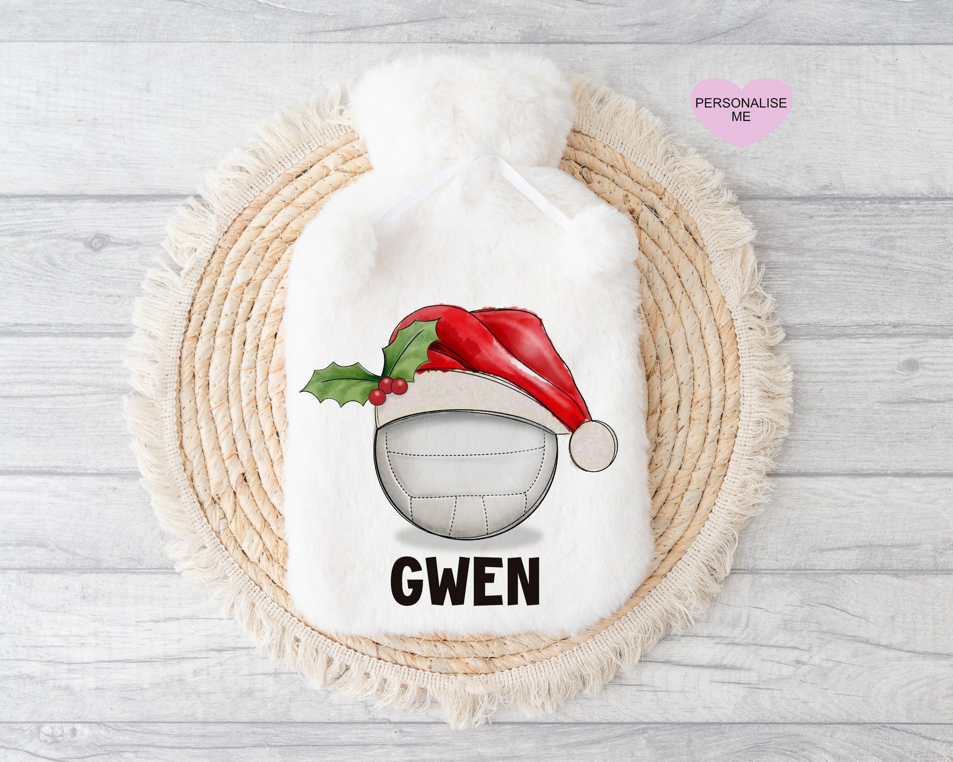 Netball Gift, Personalised Hot Water Bottle, Xmas Gift For Grandson, Xmas Gift For Granddaughter, Xmas Gift For Him, Xmas Gift For Her