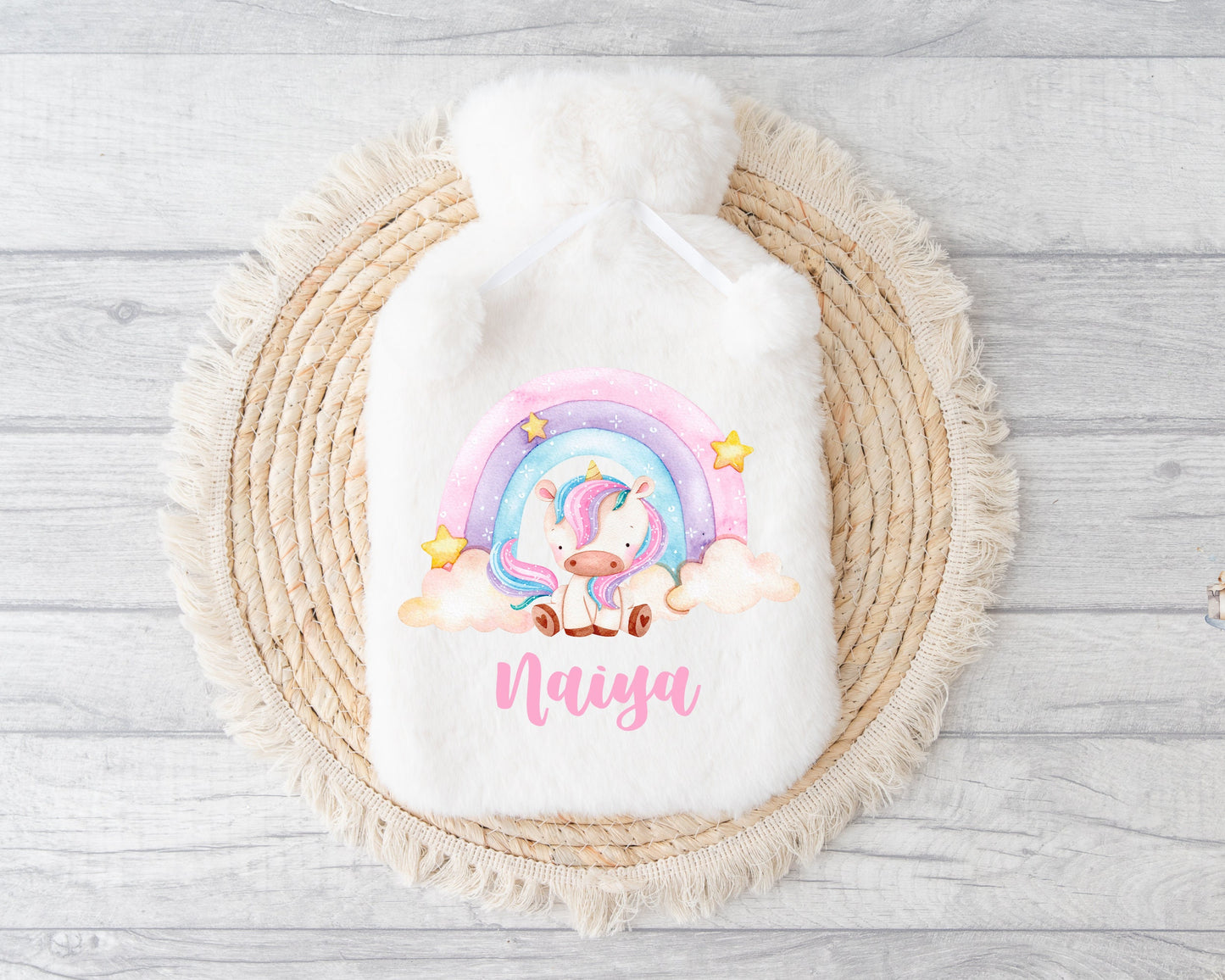 Personalised Hot Water Bottle, Unicorn Personalised Hot Water Bottle, Unicorn Rainbow Hot Water Bottle, Christmas Hot Water Bottle Gift
