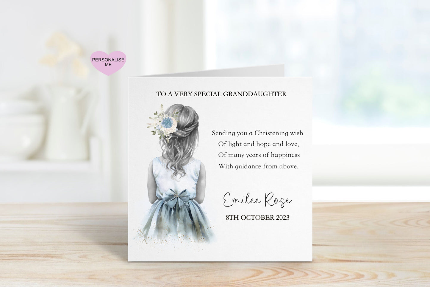 Great Granddaughter Christening Card, Christening Card For Great Granddaughter, Personalised Christening Card