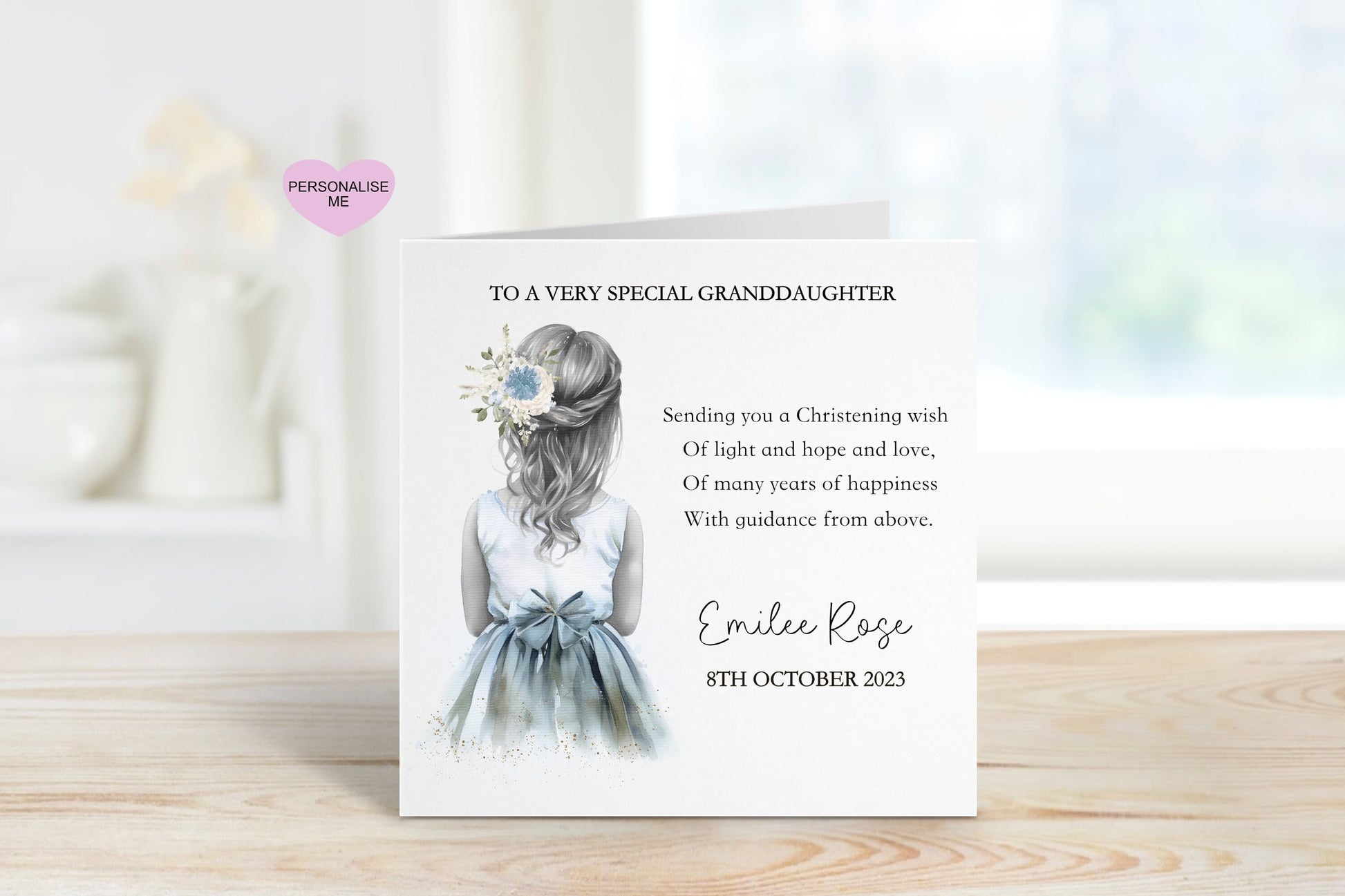 Great Granddaughter Christening Card, Christening Card For Great Granddaughter, Personalised Christening Card