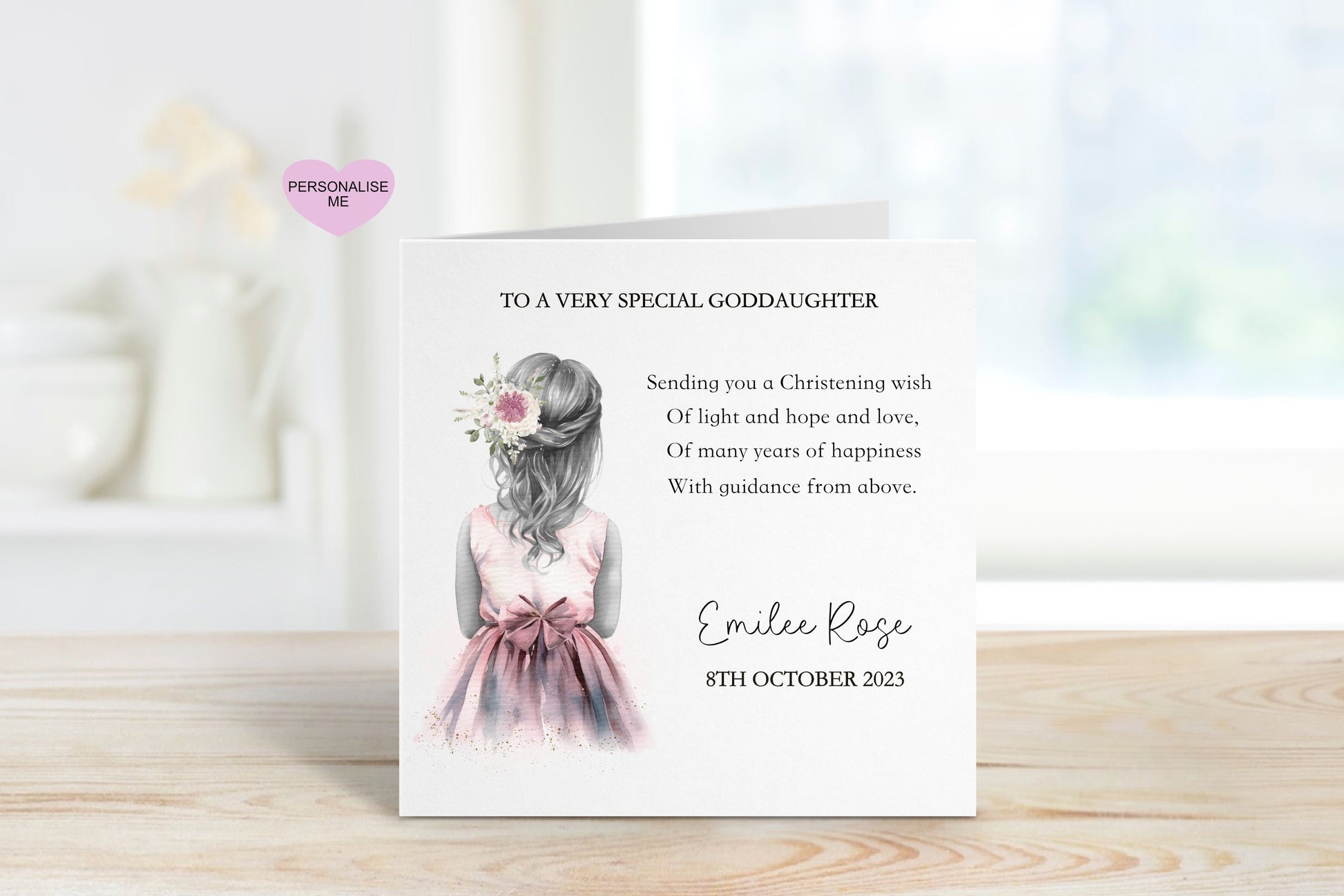 Great Granddaughter Christening Card, Christening Card For Great Granddaughter, Personalised Christening Card