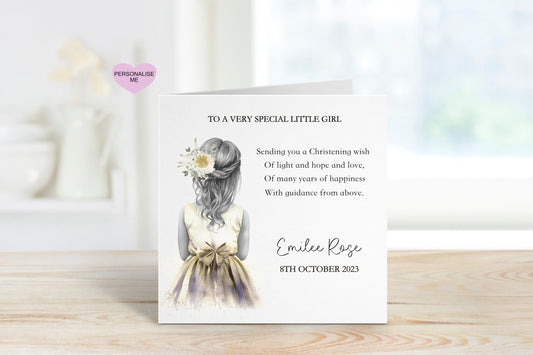 Personalised Christening Card, Christening Card For A Special Little Girl