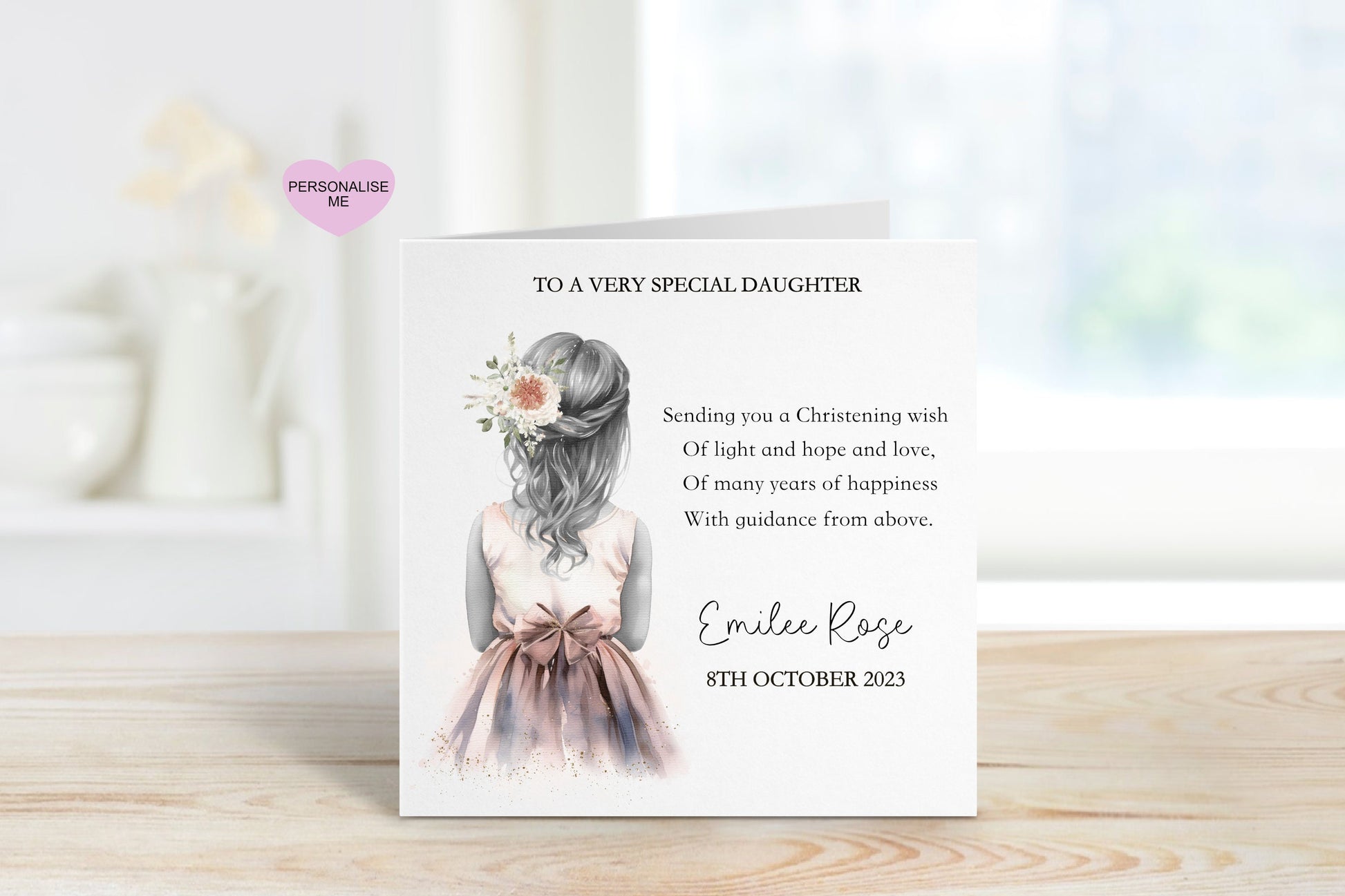Personalised Christening Card, Christening Card For A Special Little Girl