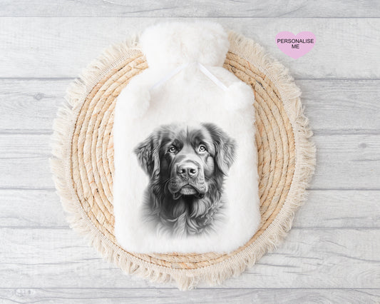 Newfoundland Gift, Personalised Hot Water Bottle, Dog Xmas Gift, Xmas Gift For Dog Lover