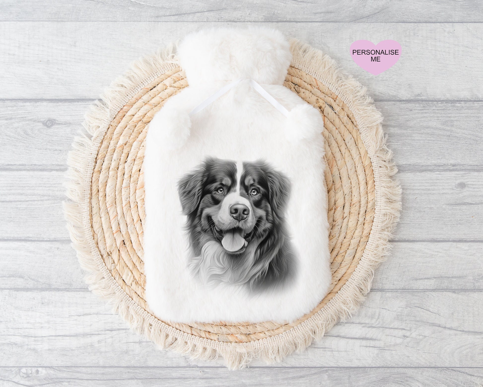 Bernese Mountain Dog Gift, Personalised Hot Water Bottle, Dog Xmas Gift, Xmas Gift For Dog Lover