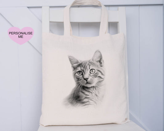 Cat Tote Bag, Personalised Tote Bag, Gift For Her, Gift For Friend, Gift For Mum, Xmas Gift For Nanna