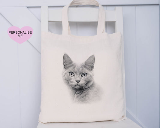 Cat Tote Bag, Personalised Tote Bag, Gift For Her, Gift For Friend, Gift For Mum, Xmas Gift For Nanna