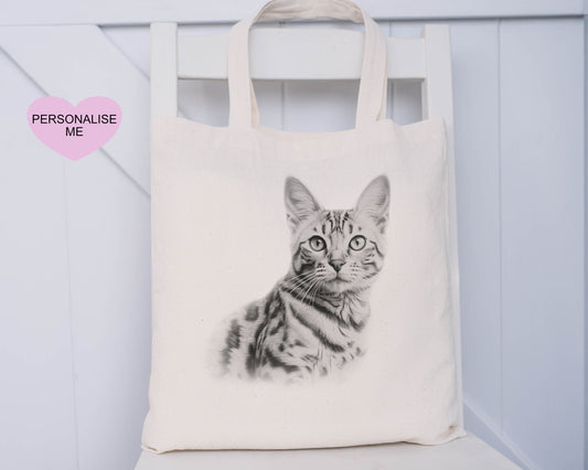Cat Tote Bag, Personalised Tote Bag, Gift For Her, Gift For Friend, Gift For Mum, Xmas Gift For Nanna