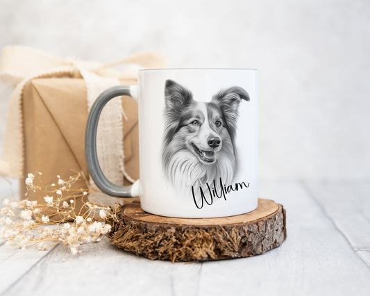 Shetland Sheep Dog Mug Gift Set, Personalised Shetland Mug Gift