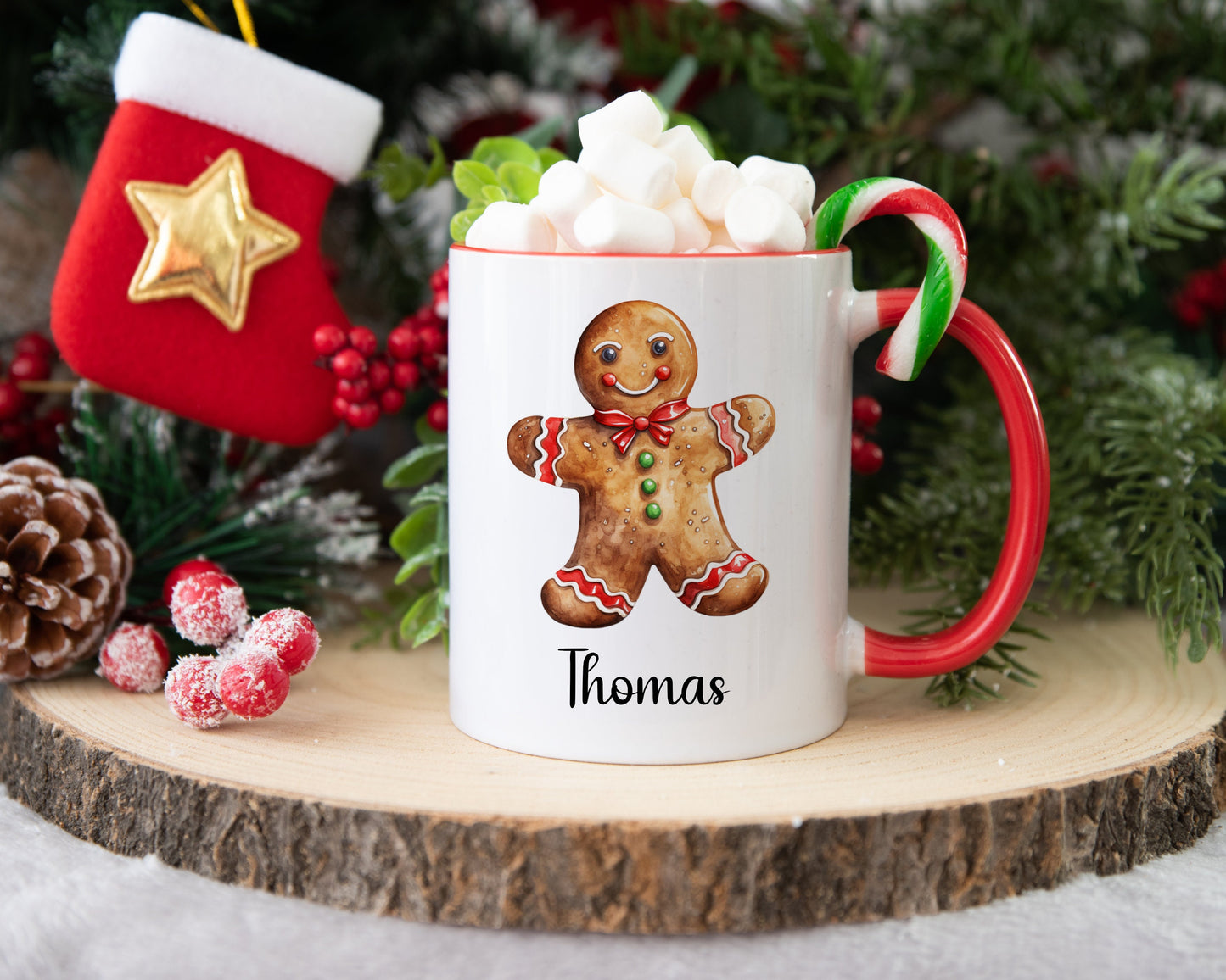 Christmas Gingerbread Mug, Personalised Gingerbread Mug, Christmas Hot Chocolate Mug, Xmas Gift For Her, Xmas Gift For Man, Stocking Filler