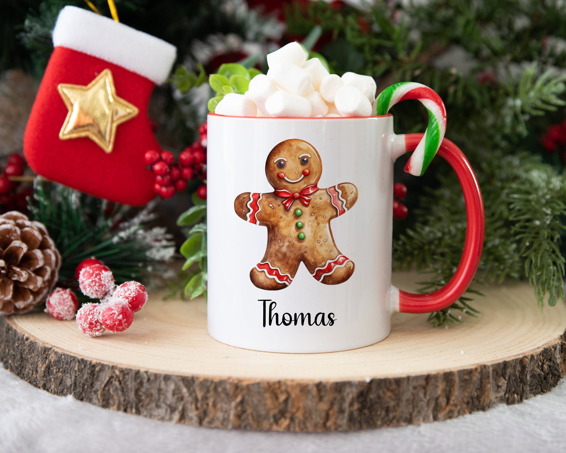 Christmas Gingerbread Mug, Personalised Gingerbread Mug, Christmas Hot Chocolate Mug, Xmas Gift For Her, Xmas Gift For Man, Stocking Filler
