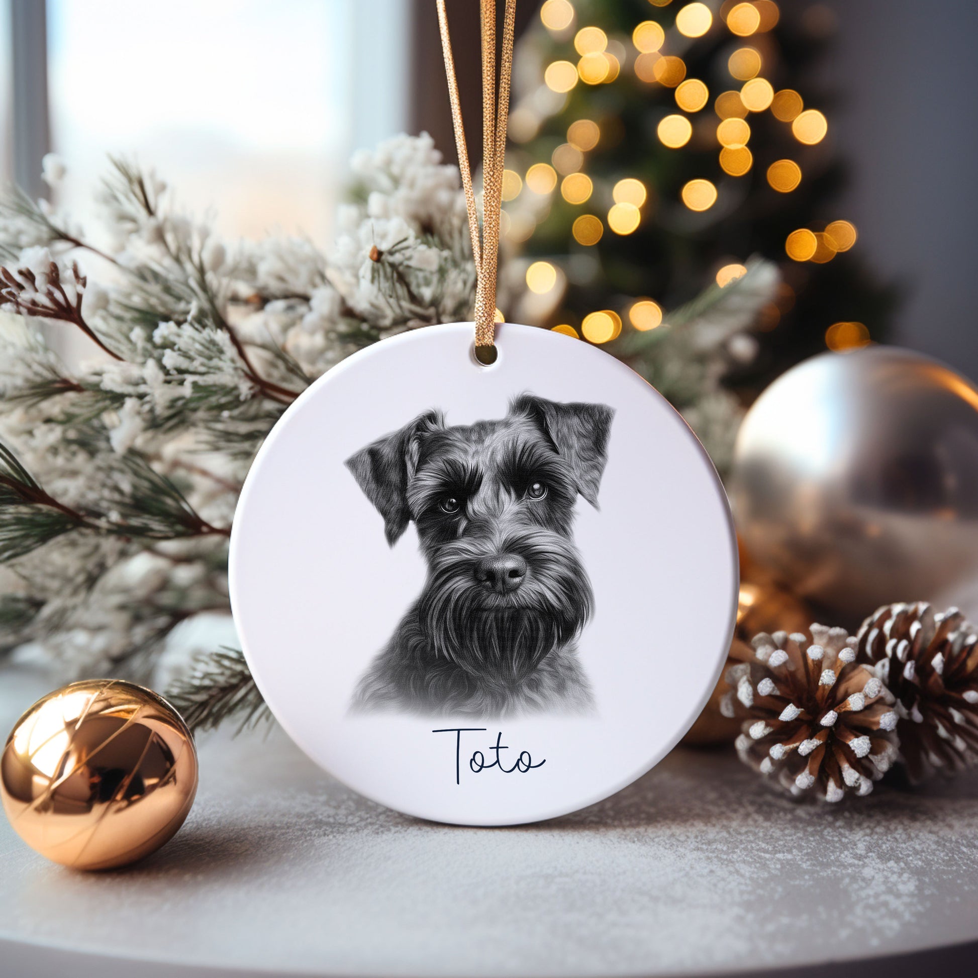 Lakeland Terrier Dog Bauble, Personalised Pet Dog Christmas Tree Decoration, Gift For Dog Family