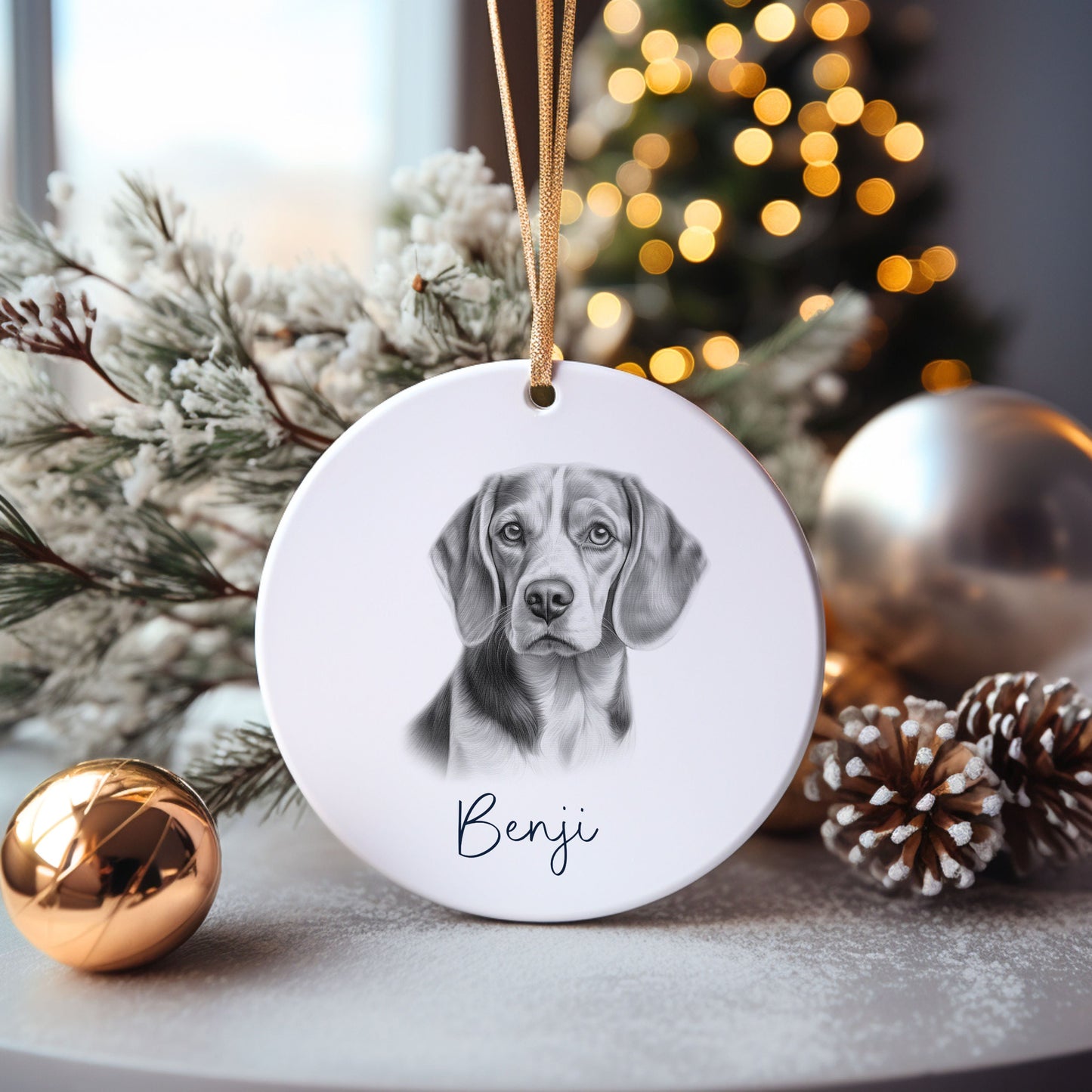 Border Collie Dog Bauble, Personalised Pet Dog Christmas Tree Decoration, Gift For Dog Family
