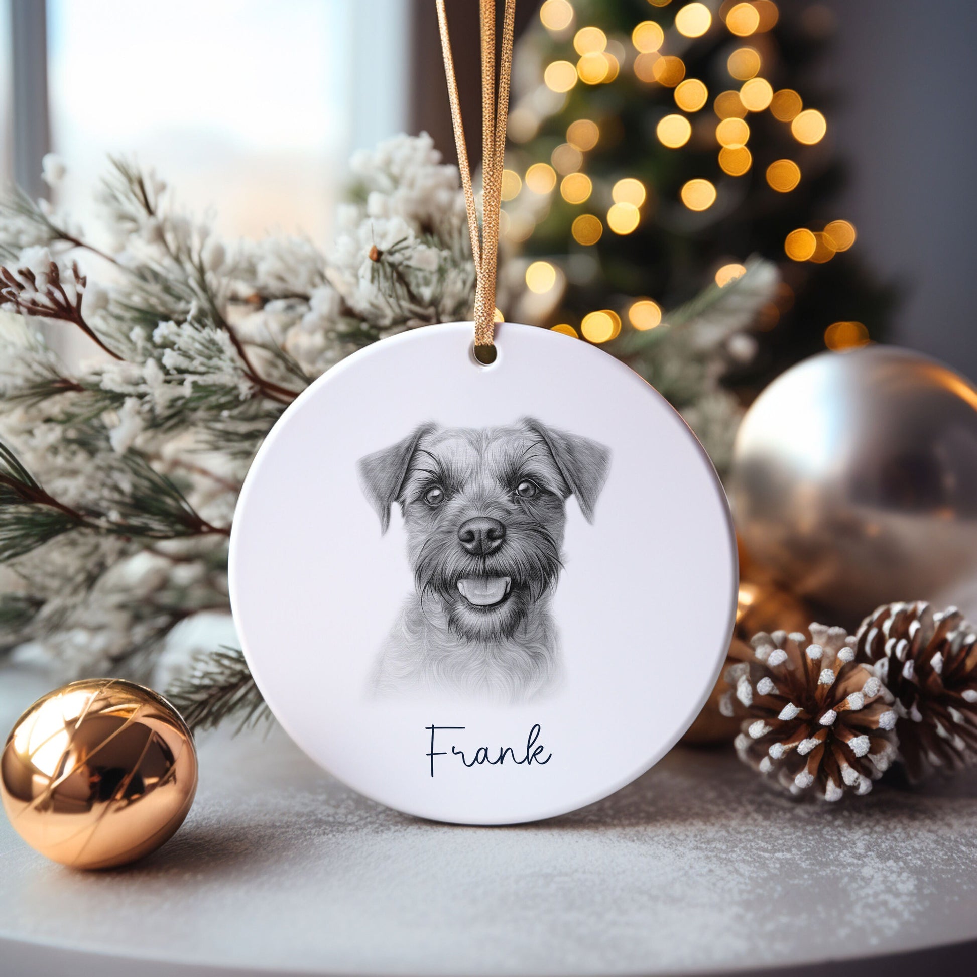 Lakeland Terrier Dog Bauble, Personalised Pet Dog Christmas Tree Decoration, Gift For Dog Family