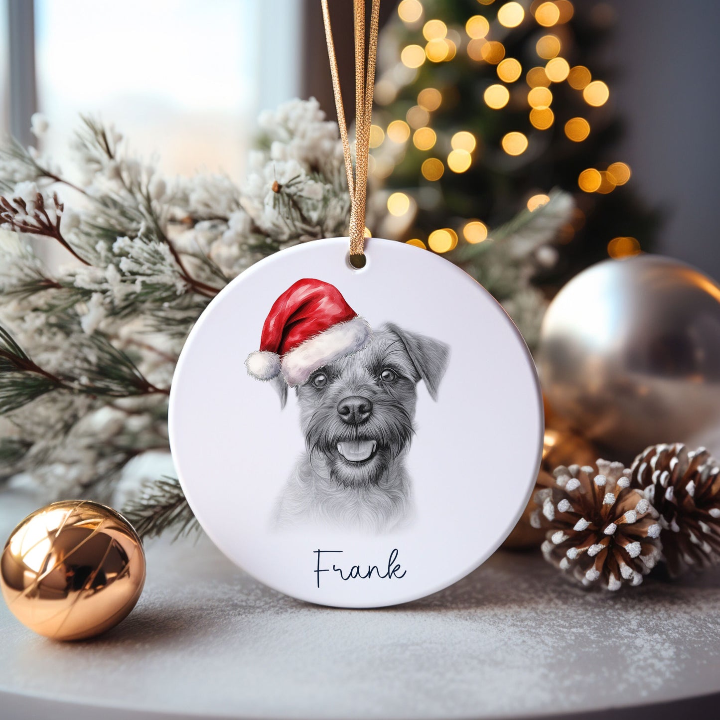 Border Terrier Dog Bauble, Personalised Pet Dog Christmas Tree Decoration, Gift For Dog Family