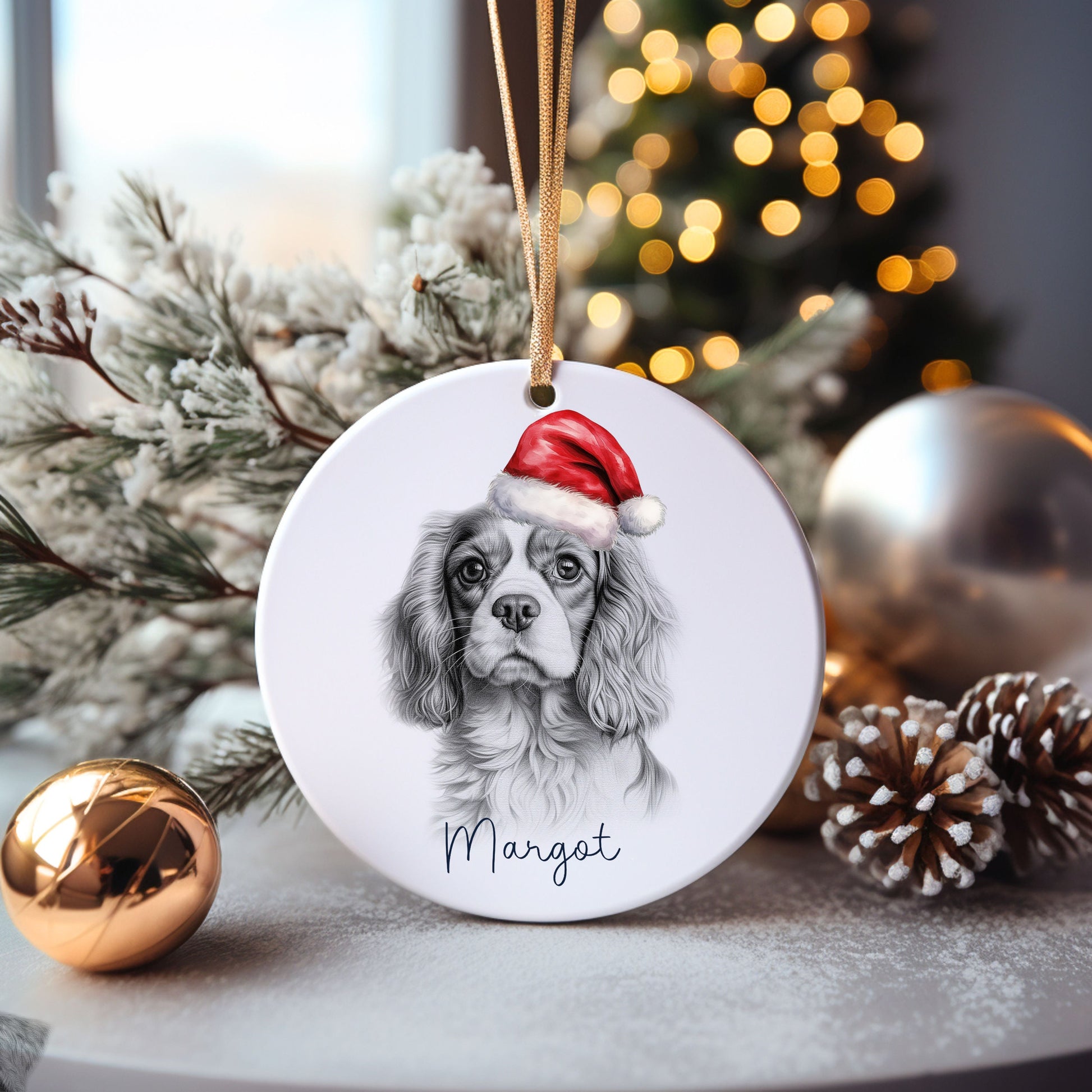 Border Terrier Dog Bauble, Personalised Pet Dog Christmas Tree Decoration, Gift For Dog Family