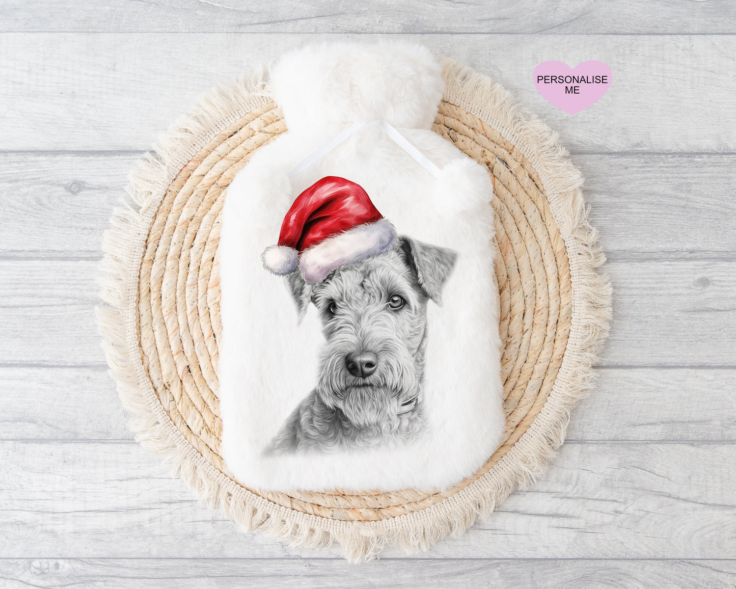 Lakeland Terrier Gift, Personalised Hot Water Bottle, Dog Xmas Gift, Xmas Gift For Dog Lover