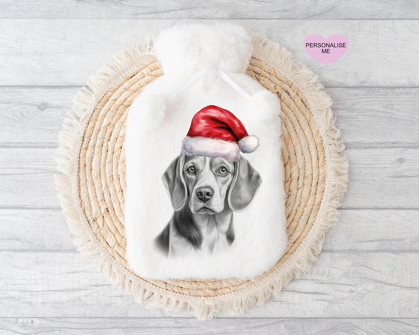Miniature Schnauzer Gift, Personalised Hot Water Bottle, Dog Xmas Gift, Xmas Gift For Dog Lover, Christmas In July