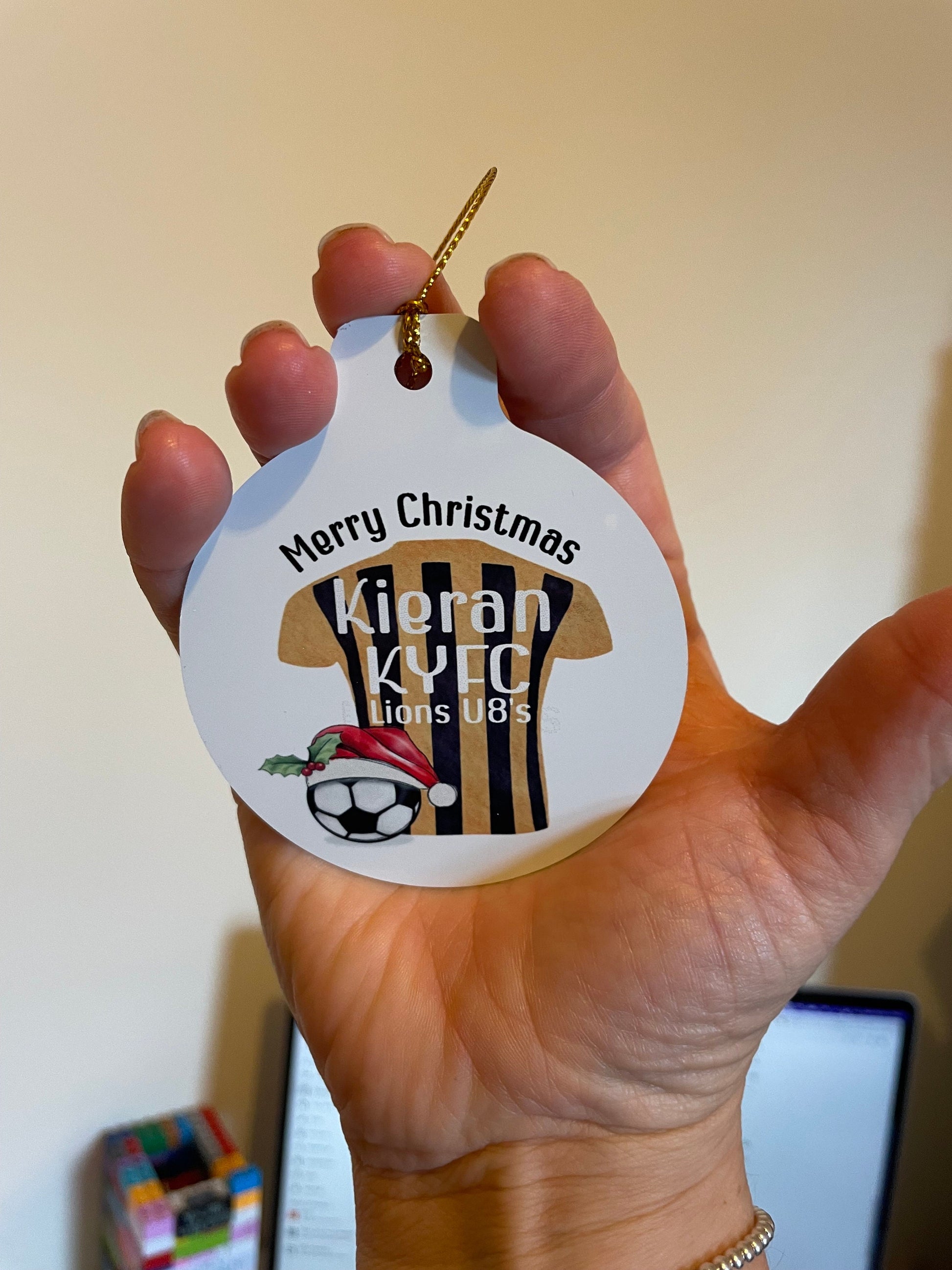 Football Bauble, Personalised Football Christmas Bauble For Kids, Football Shirt Christmas Tree Decoration