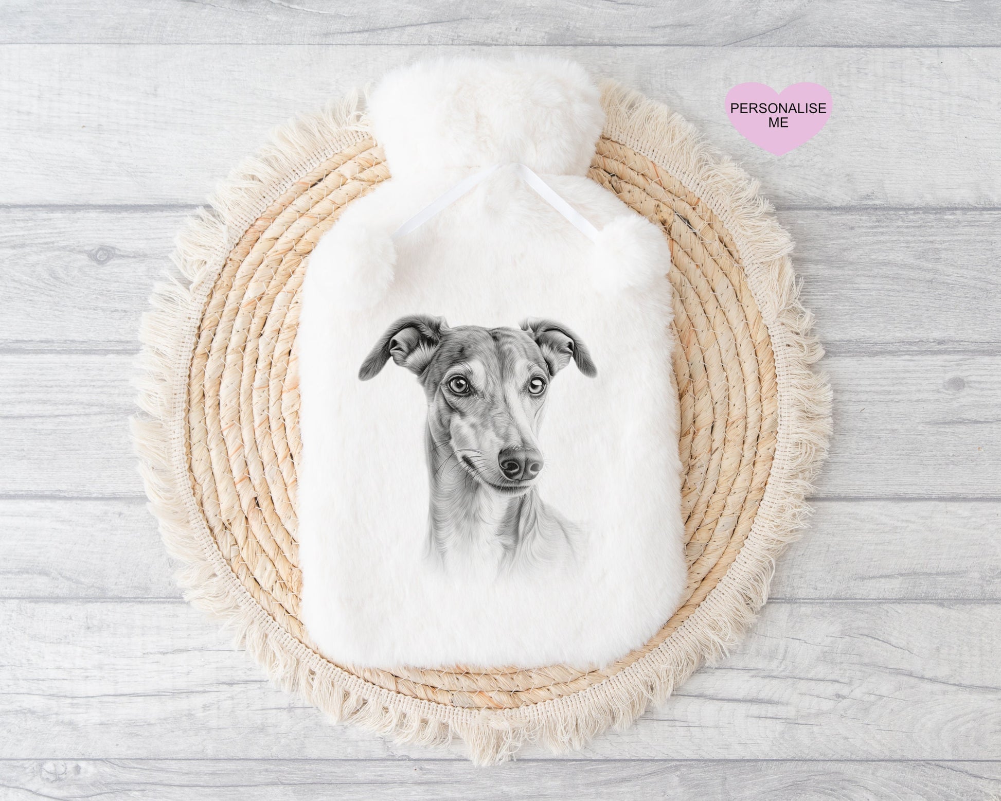 Greyhound Gift, Personalised Hot Water Bottle, Dog Xmas Gift, Xmas Gift For Dog Lover, Greyhound Hot Water Bottle