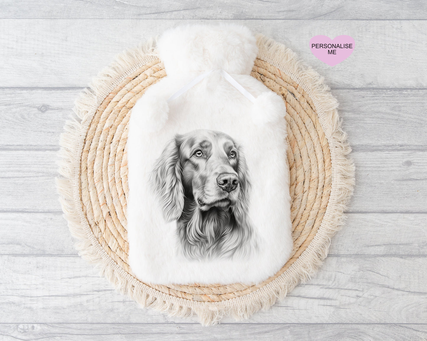 Irish Setter Gift, Personalised Hot Water Bottle, Dog Xmas Gift, Xmas Gift For Dog Lover