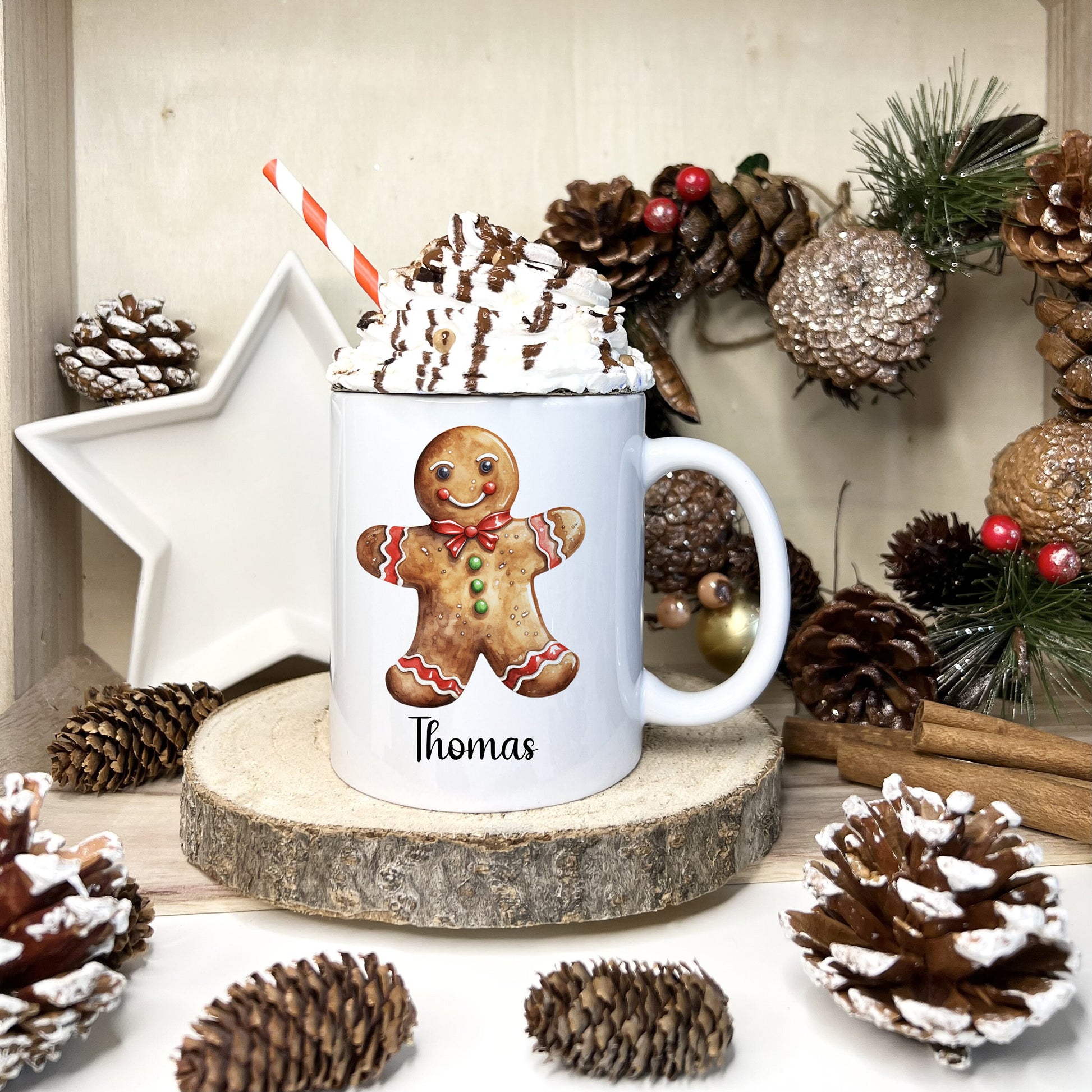 Christmas Gingerbread Mug, Personalised Gingerbread Mug, Christmas Hot Chocolate Mug, Xmas Gift For Her, Xmas Gift For Man, Stocking Filler