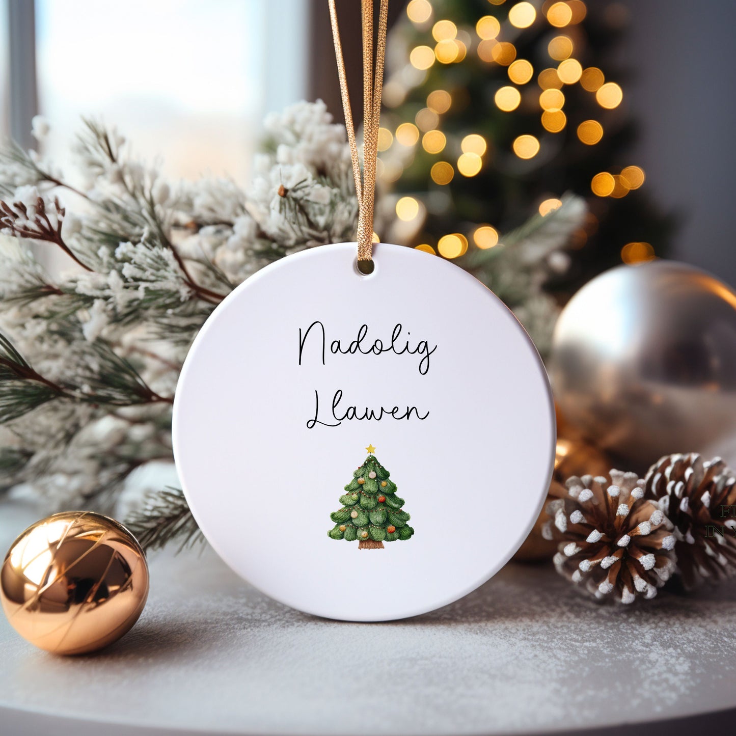Nadolig Llawen Christmas Bauble, Personalised Christmas Tree Decoration, Grandson Bauble, Granddaughter Bauble,