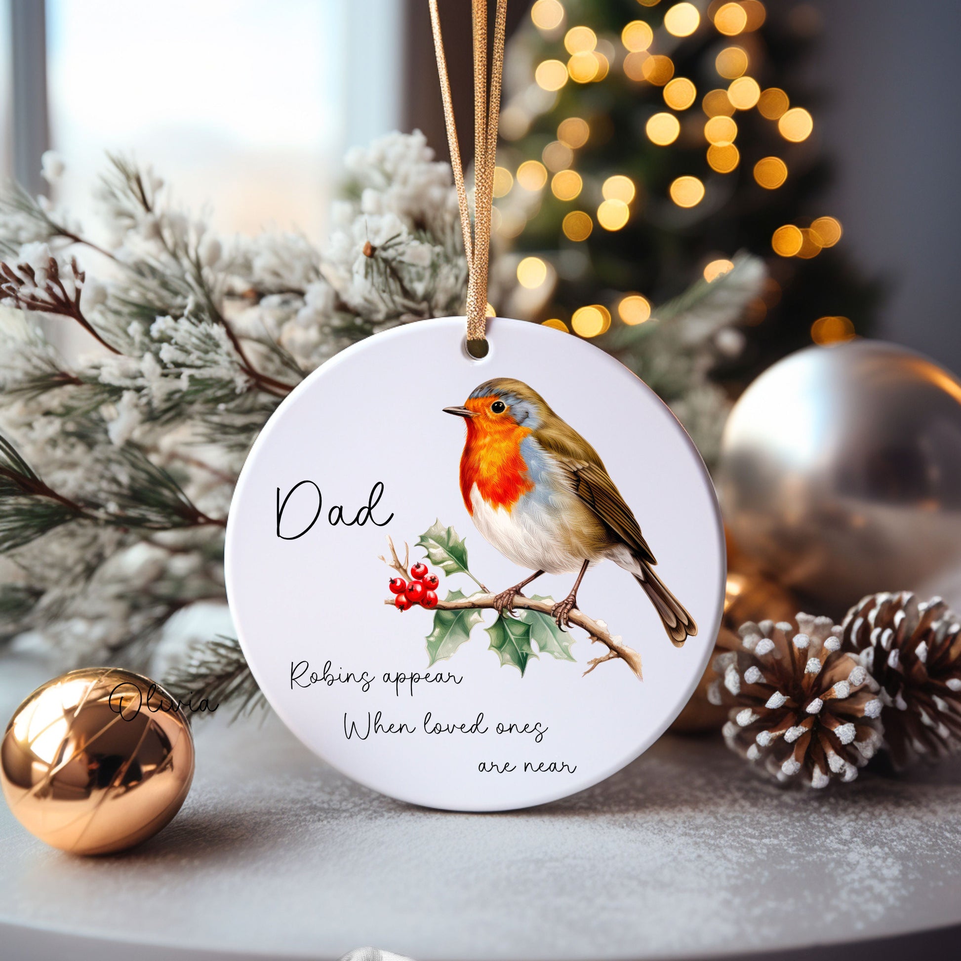 Lost Loved One Bauble, Memory Bauble, Robins Appear When Loved Ones Are Near Christmas Tree Bauble