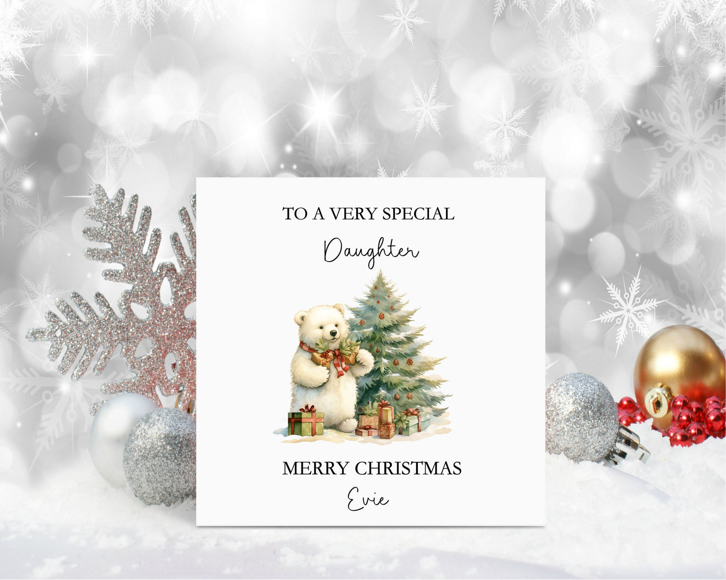 Polar Bear Christmas Card, Great Niece Christmas Card, Christmas Card For Goddaughter, Personalised Christmas Card