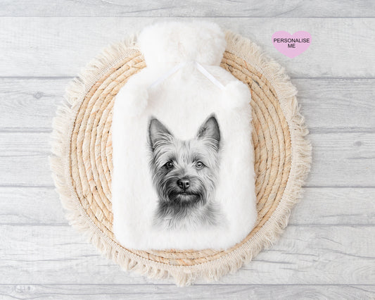 Cairn Terrier Gift, Personalised Hot Water Bottle, Dog Xmas Gift, Xmas Gift For Dog Lover