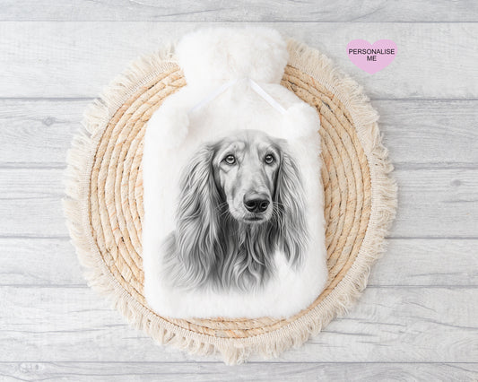 Afghan Hound Gift, Personalised Hot Water Bottle, Dog Xmas Gift, Xmas Gift For Dog Lover