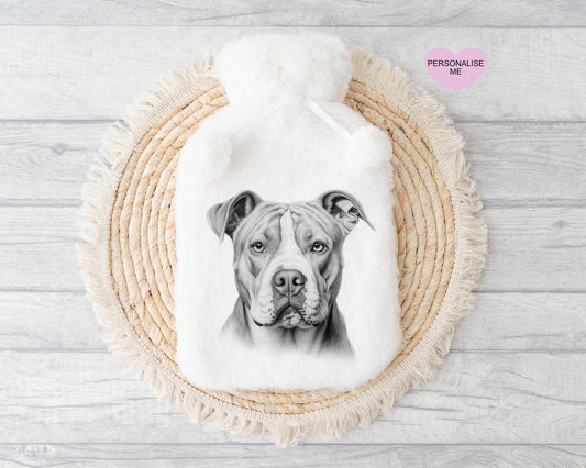 American Bulldog Gift, Personalised Hot Water Bottle, Dog Xmas Gift, Xmas Gift For Dog Lover