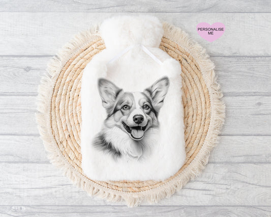 Corgi Gift, Personalised Hot Water Bottle, Dog Xmas Gift, Xmas Gift For Dog Lover