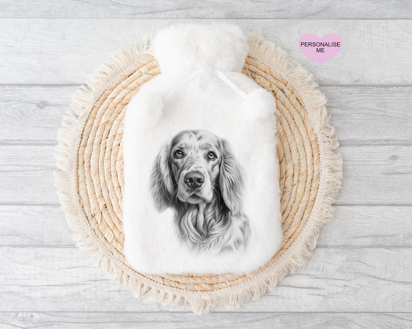 English Setter Gift, Personalised Hot Water Bottle, Dog Xmas Gift, Xmas Gift For Dog Lover