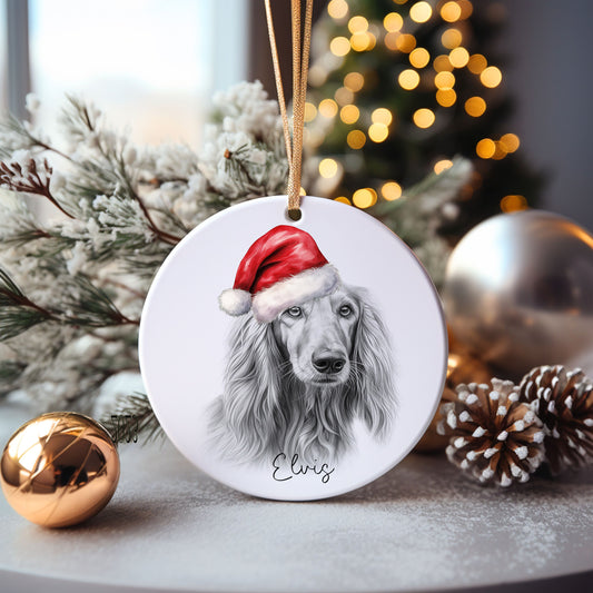 Afghan Hound Dog Bauble, Personalised Pet Dog Christmas Tree Decoration, Gift For Dog Family, Dog Lover, Santa Dog Bauble, Christmas In July
