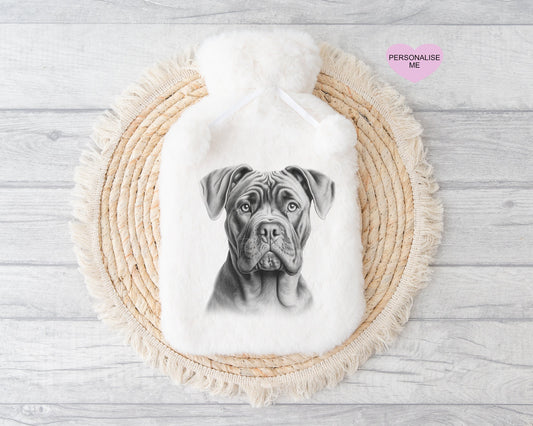 Cane Corso Gift, Personalised Hot Water Bottle, Dog Xmas Gift, Xmas Gift For Dog Lover