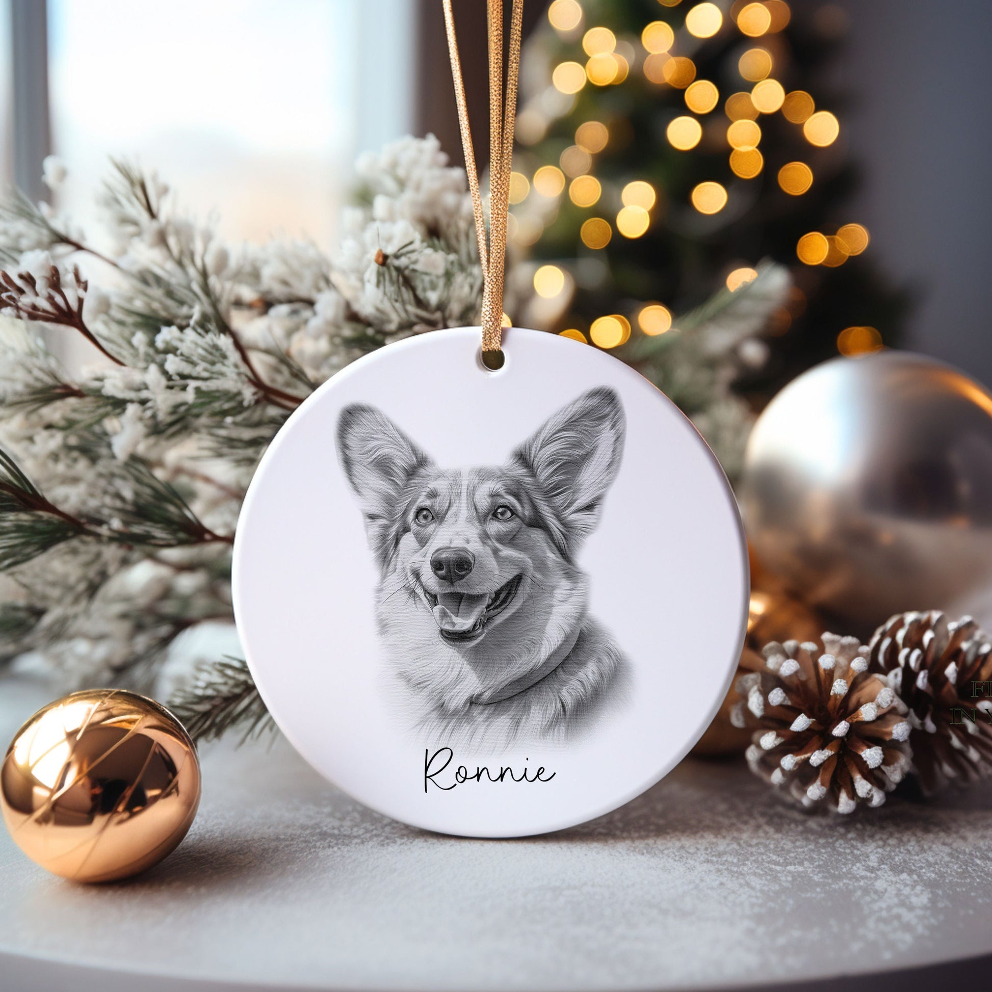Corgi Dog Bauble, Personalised Pet Dog Christmas Tree Decoration, Gift For Dog Family, Dog Lover, Santa Dog Bauble